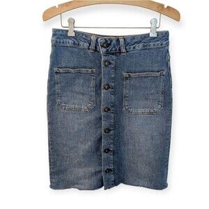 Pilcro Button Front Denim Pencil Skirt Knee Length 6